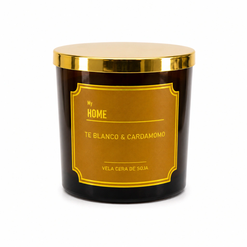 Vela Aromática De Cera De Soja - Te Blanco & Cardamomo
